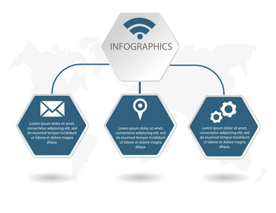 現(xiàn)代矢量插圖 三六邊形元素與信息模板的商務應用